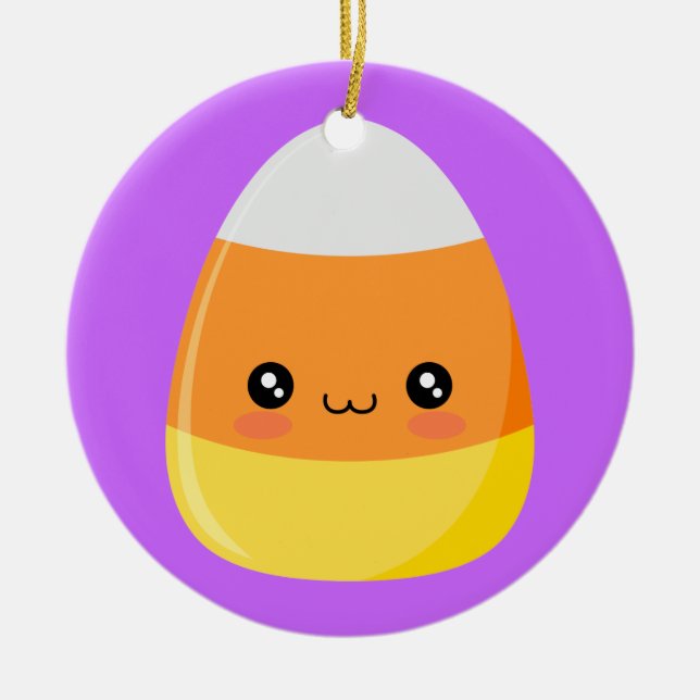 Halloween Candy Corn Ceramic Tree Decoration (Front)