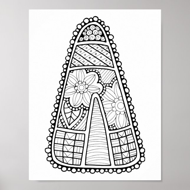 Halloween Candy Corn Colouring Page Art Poster (Front)