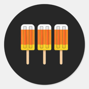 Halloween Candy Corn Fun Ice Cream Popsicles  Classic Round Sticker
