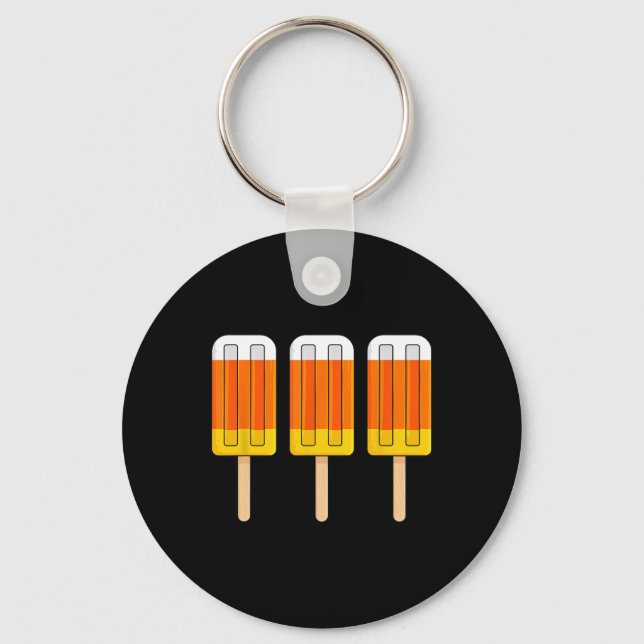 Halloween Candy Corn Fun Ice Cream Popsicles  Key Ring (Front)