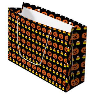 Halloween Candy Corn Gift Bag, Pumpkins and candy Large Gift Bag