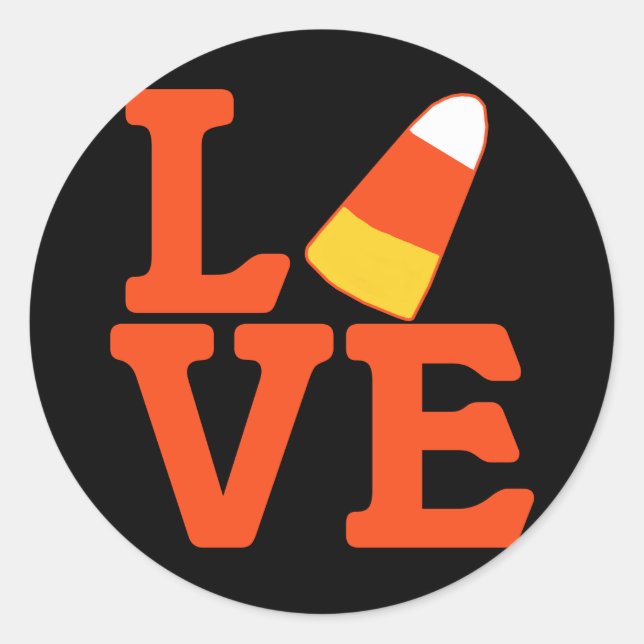 Halloween Candy Corn LOVE Classic Round Sticker (Front)