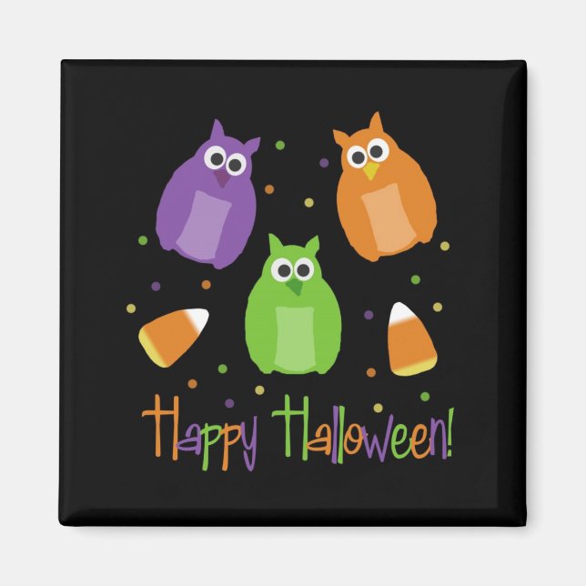 Halloween Candy Corn Owls Magnet (Front)