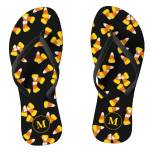 Halloween candy corn pattern monogrammed thongs