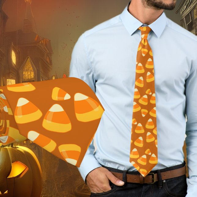 Halloween Candy Corn Pattern Orange Tie (Creator Uploaded)