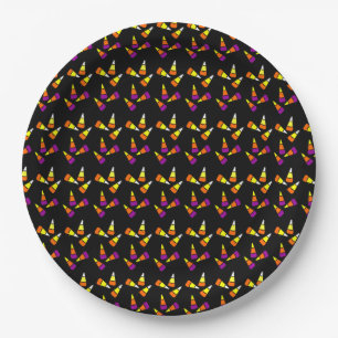Halloween Candy Corn Pattern Paper Plate