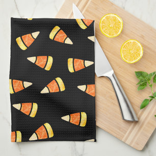 Halloween Candy Corn Print Tea Towel