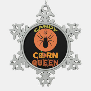 Halloween Candy Corn Queen Birthday Snowflake Pewter Christmas Ornament