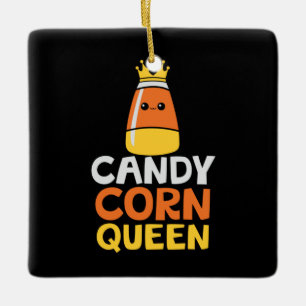 Halloween Candy Corn Queen Crown Cute Birthday Ceramic Ornament