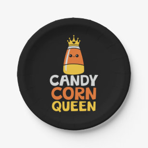 Halloween Candy Corn Queen Crown Cute Birthday Paper Plate