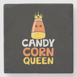 Halloween Candy Corn Queen Crown Cute Birthday Stone Coaster