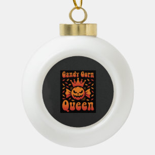 Halloween Candy Corn Queen Retro Vector Design Ceramic Ball Christmas Ornament