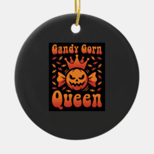 Halloween Candy Corn Queen Retro Vector Design Ceramic Ornament