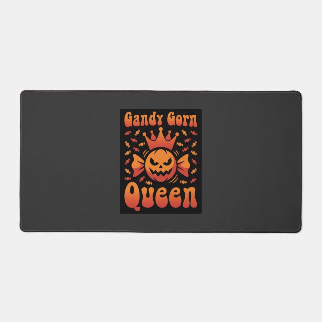 Halloween Candy Corn Queen Retro Vector Design Desk Mat (Front)