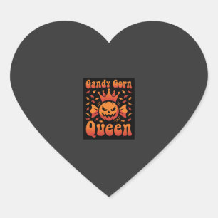 Halloween Candy Corn Queen Retro Vector Design Heart Sticker