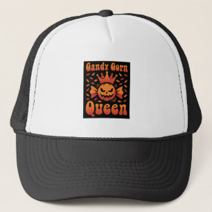 Halloween Candy Corn Queen Retro Vector Design Trucker Hat