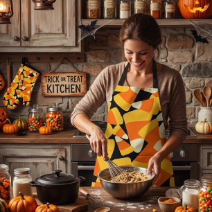 Halloween Candy Corn Seamless Pattern Apron
