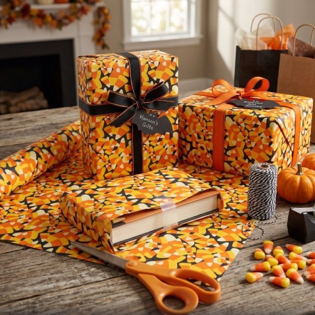 Halloween Candy Corn Seamless Pattern Wrapping Paper (Creator Uploaded)