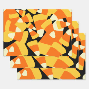 Halloween Candy Corn Seamless Pattern Wrapping Paper Sheet