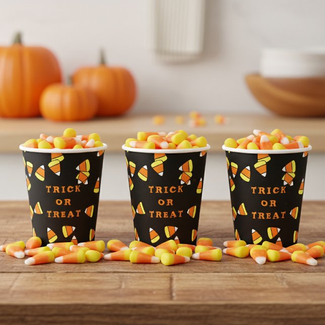 Halloween Candy Corn Trick or Treat Paper Cups (Trick or treat paper cups just for your candy corns.)