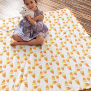 Halloween Candy Corn Watercolor Pattern Fleece Blanket