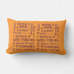 Halloween Candy Costume Oct 31 Orange and Black Lumbar Cushion