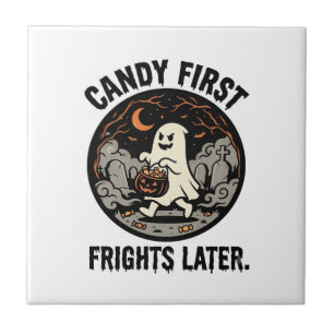 Halloween Candy Frights Night Ceramic Tile
