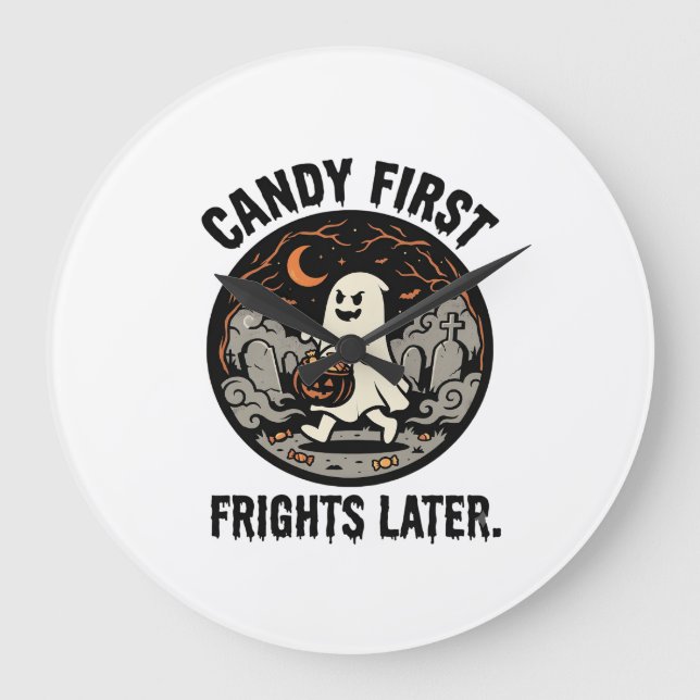Halloween Candy Frights Night Large Clock (Front)