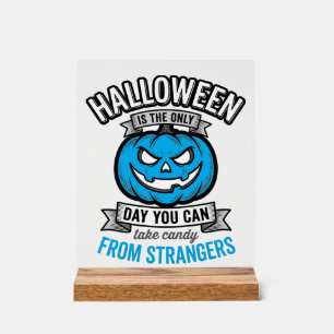 Halloween Candy From Strangers Vintage Pumpkin Des Acrylic Sign