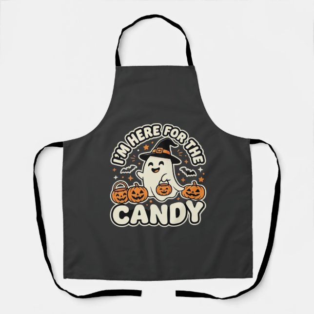 Halloween Candy Ghost Pumpkin Design Apron (Front)
