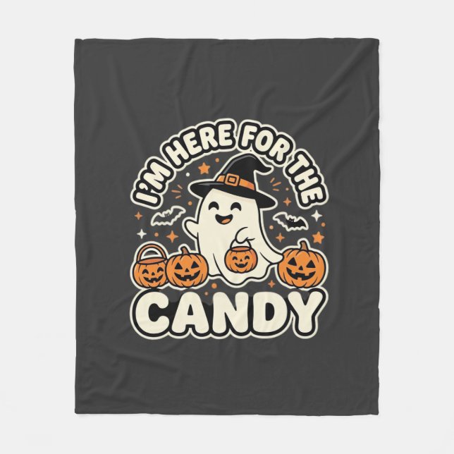 Halloween Candy Ghost Pumpkin Design Fleece Blanket (Front)