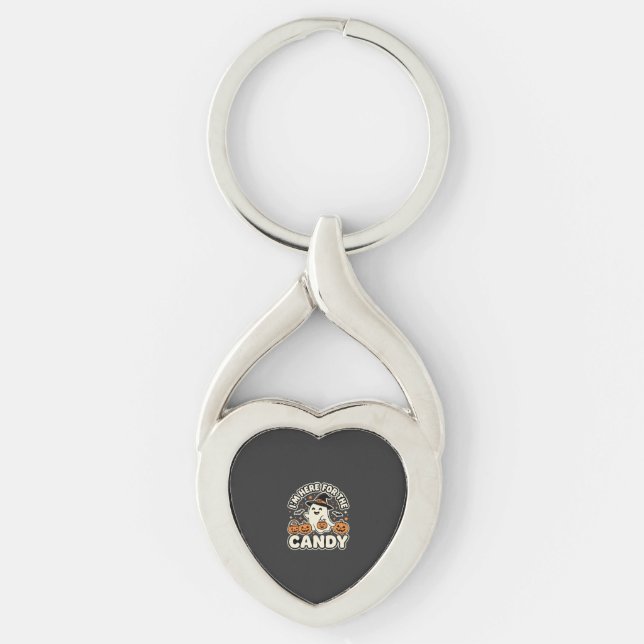 Halloween Candy Ghost Pumpkin Design Key Ring (Front)