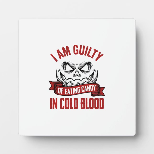 Halloween Candy Guilty Vintage Pumpkin Design_1 Plaque (Front)