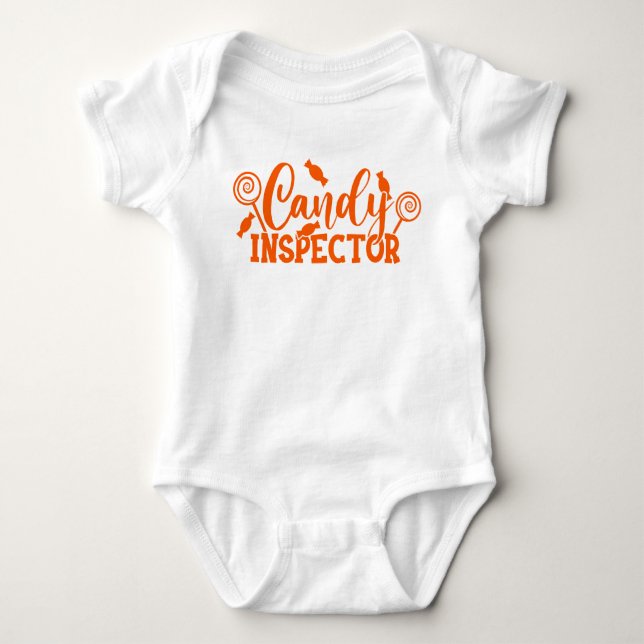 Halloween Candy Inspector Baby Bodysuit (Front)