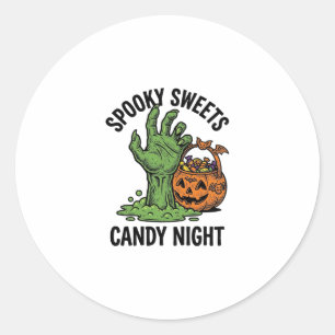 Halloween Candy Monster Vintage Spooky Treat Graph Classic Round Sticker