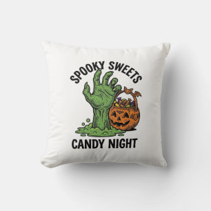 Halloween Candy Monster Vintage Spooky Treat Graph Cushion