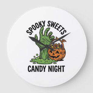 Halloween Candy Monster Vintage Spooky Treat Graph Large Clock