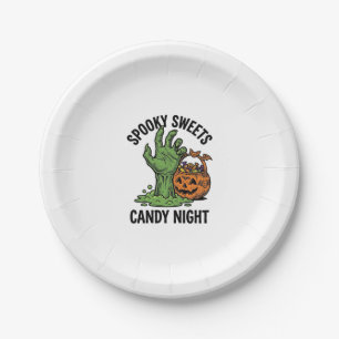 Halloween Candy Monster Vintage Spooky Treat Graph Paper Plate