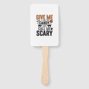 Halloween Candy or Call Me Scary Vintage Graphic_1 Hand Fan