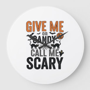 Halloween Candy or Call Me Scary Vintage Graphic_1 Large Clock