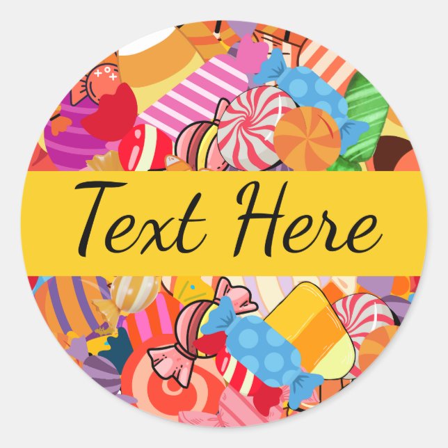 Halloween candy pattern classic round sticker (Front)