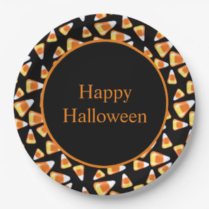 Halloween candy pattern, fun candy corn treats   paper plate
