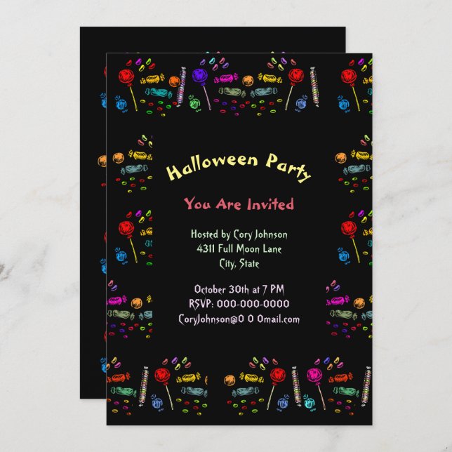 Halloween Candy Pattern Party Invitation (Front/Back)
