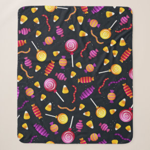 Halloween candy pattern sherpa blanket