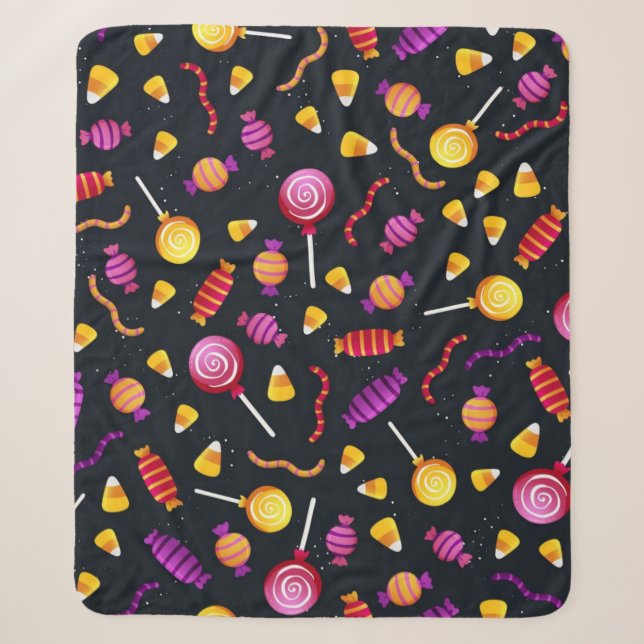 Halloween candy pattern sherpa blanket (Front)