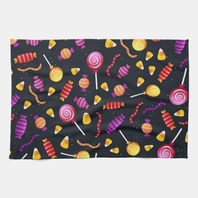 Halloween candy pattern tea towel (Horizontal)