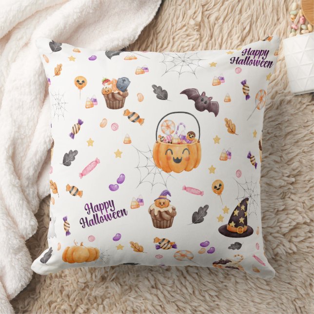Halloween Candy Pumpkins Bats  Cushion (Blanket)