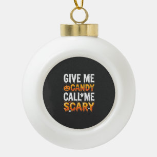 Halloween Candy Scary Ghost Design_1 Ceramic Ball Christmas Ornament