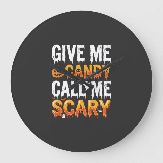 Halloween Candy Scary Ghost Design_1 Large Clock (Front)