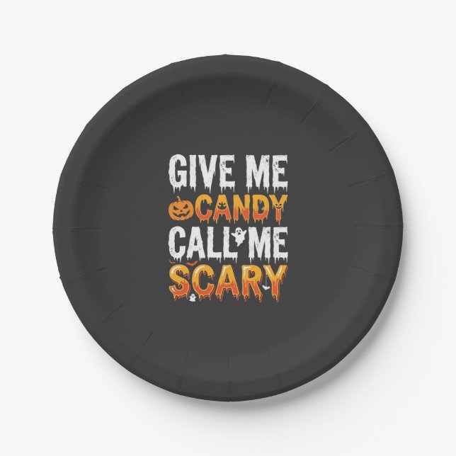 Halloween Candy Scary Ghost Design_1 Paper Plate (Front)